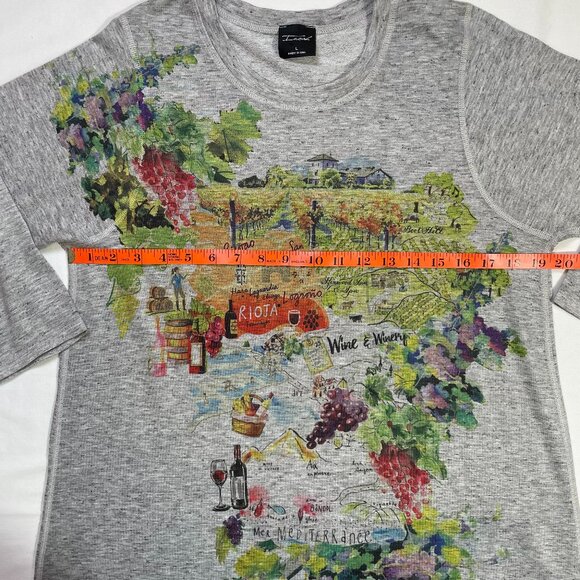 Inoah Winery Graphic Round Neck Jersey Tunic Elbow Sleeves Size L - Picture 6 of 13